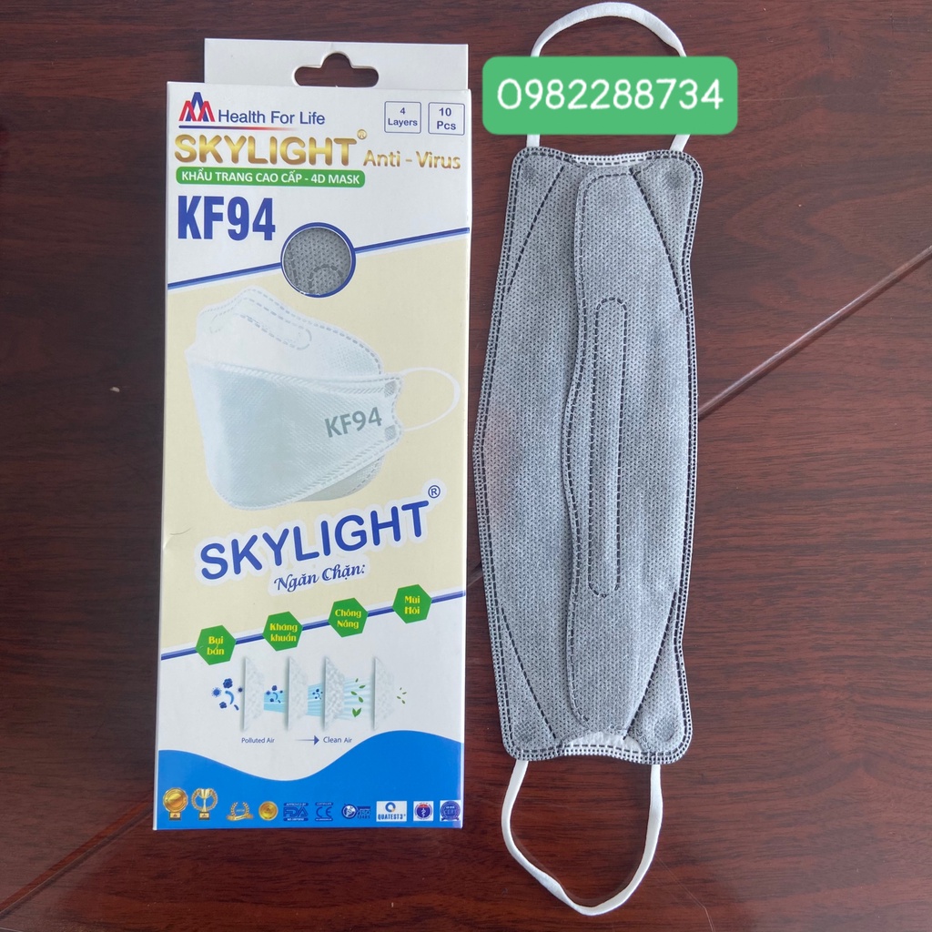 KHẨU TRANG KF94 LANDMASK 4D SKYLIGHT MÀU XÁM , GIẤY KHÁNG KHUẨN / HỘP 10 CÁI