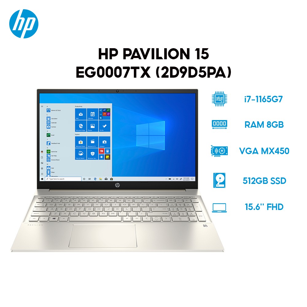 Laptop HP Pavilion 15-eg0007TX 2D9D5PA i7-1165G7 8GB 512GB MX450 2GB 15.6'' FHD Win 10+Office