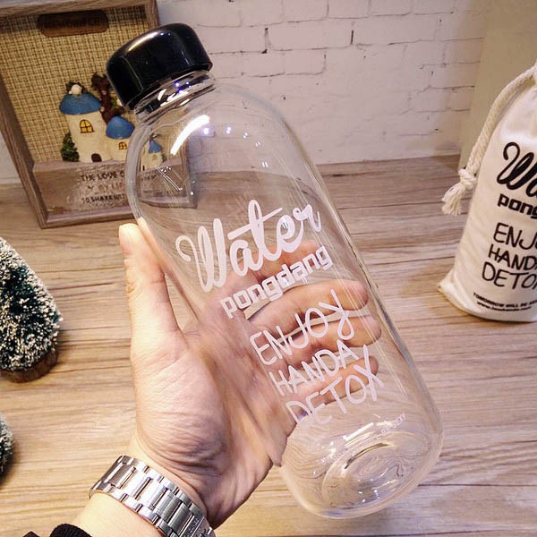 Bình nước Detox đẹp " Water Pongdang" 1000 ml ( màu trong suốt ) - Kèm 1 Túi Vải