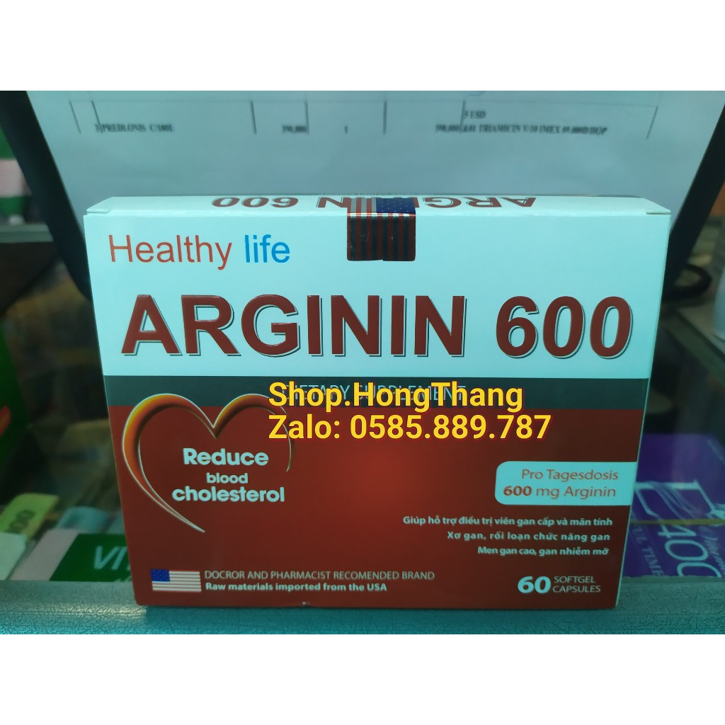 Viên uống bổ gan, mat gan Arginin 600 Tăng cường chức năng gan hiệu quả, mát gan lợi mật hộp 100 viên