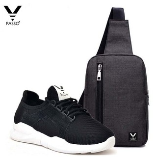 [ Freeship 99k Toàn Quốc ] Combo Giày Thể Thao Nữ Hàn Quốc PASSO GSP064 (Đen) Và Túi Đeo Chéo TX361 (Đen)