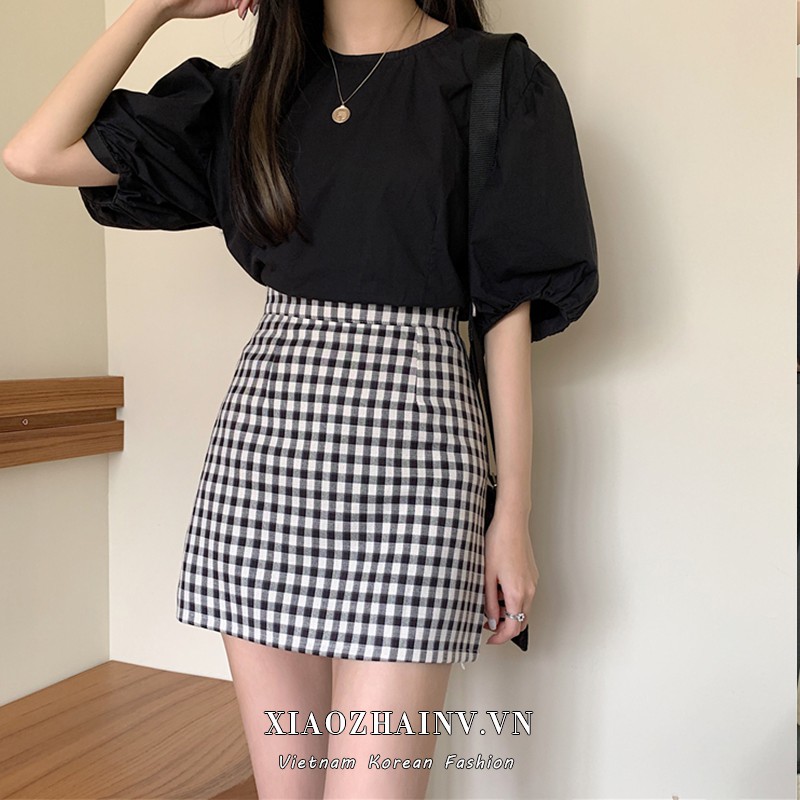 Chân Váy Ngắn Lưng Cao Họa Tiết Sọc Caro 9 Màu Ngọt Ngào Thời Trang | BigBuy360 - bigbuy360.vn