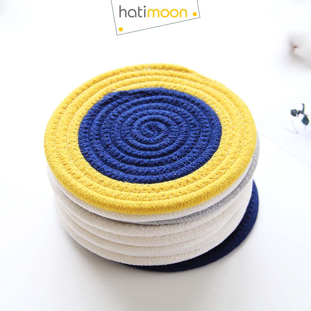 Tấm lót decor, tấm lót ấm trà, đế lót nồi, đĩa 18cm 2 màu - Hatimoon -  miếng lót HTL021