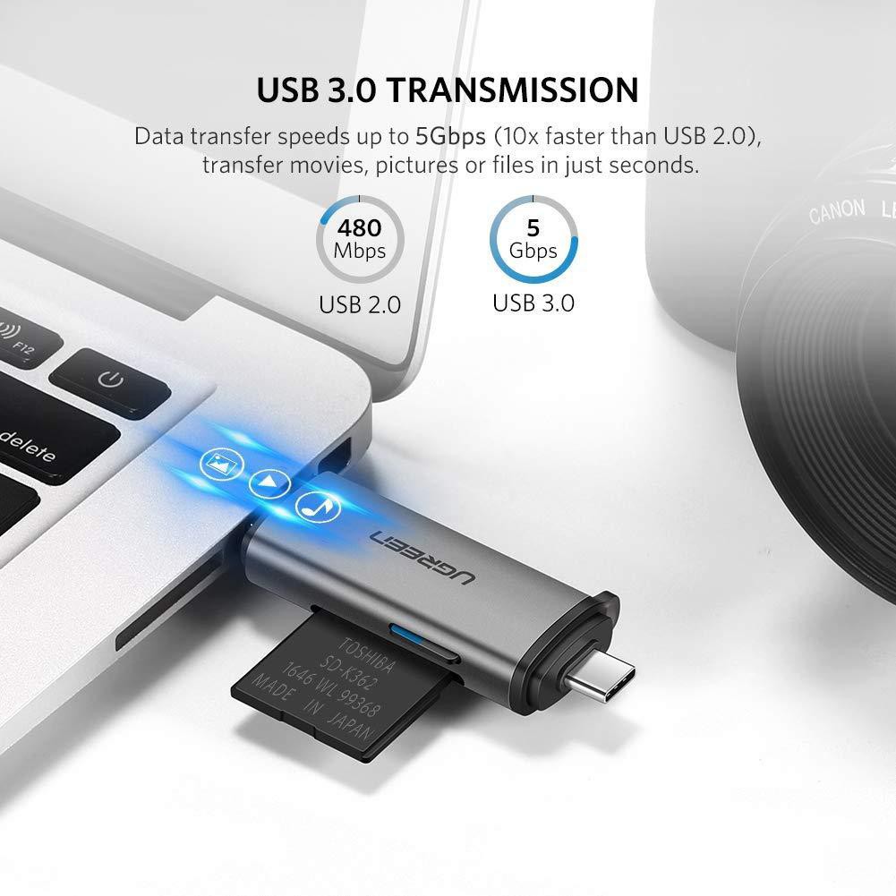 Đầu đọc thẻ TF/SD Chân Cắm USB-C & USB Ugreen 50706