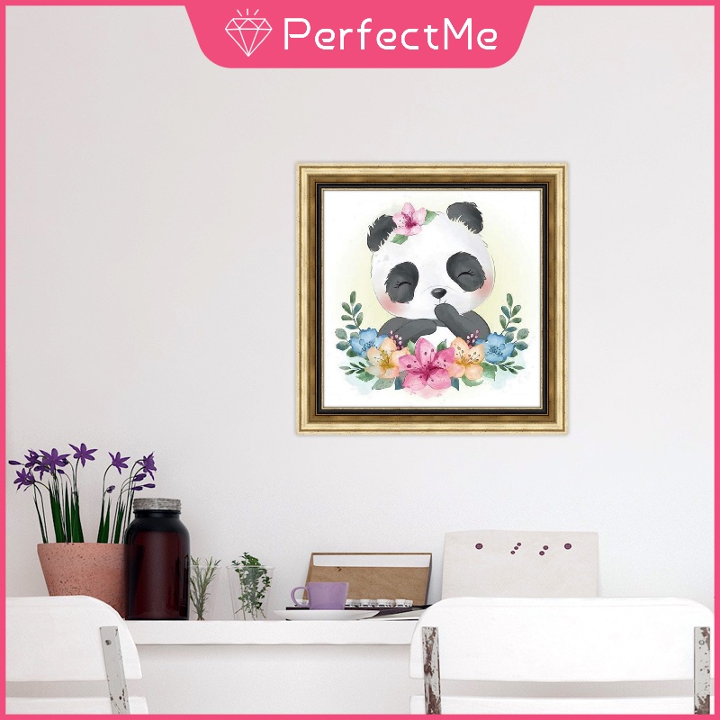 Bộ tranh đính đá 5D tự làm hình gấu trúc 30*30cm