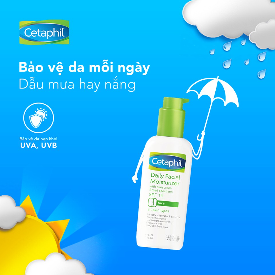 Kem Chống Nắng Cetaphil Daily Facial Moisturizer SPF15/ PA++ Chống Nắng, Dưỡng Ẩm Hàng Ngày Cho Da Mặt - 118ml