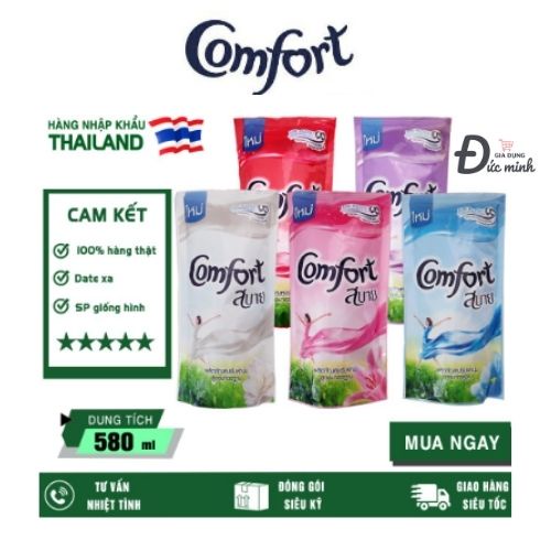 Nước xả vải COMFORT Thái Lan các màu 580ml 🇹🇭 xả quần áo thơm com fo compho com pho mềm vải hồng xanh tím trắng