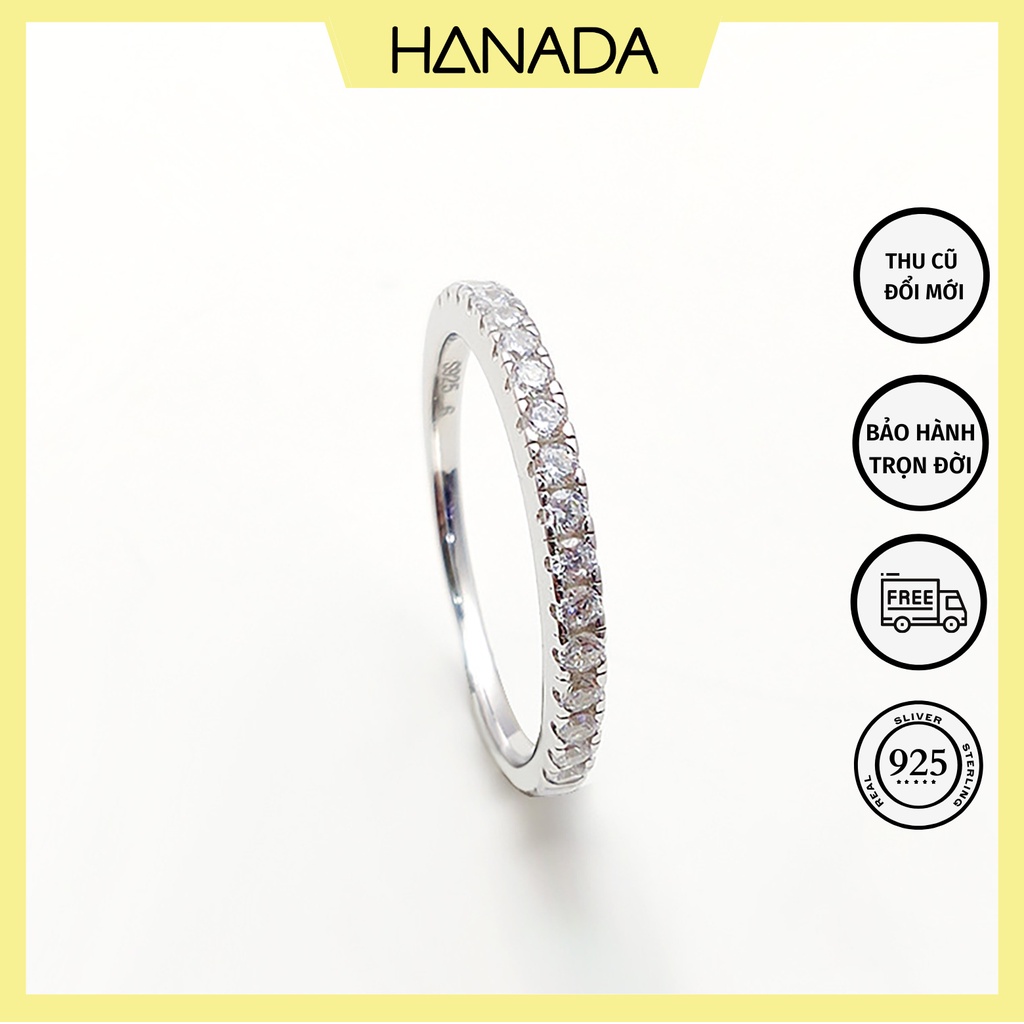 Nhẫn Nữ Bạc 925 Nữa Vòng Đá Đá Lấp Lánh Đơn Giản Hanada 0731 L11