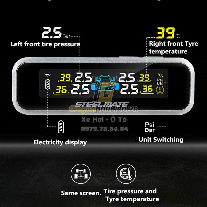Cảm biến áp suất lốp TPMS Steelmate E3W van ngoài