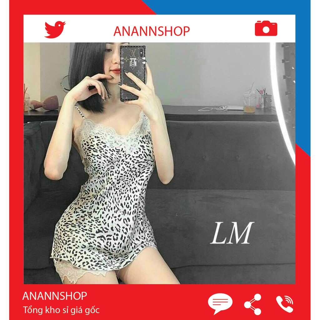 Bộ Đồ Ngủ Vải Lụa Hình Báo Phối Ren, Bộ Mặc Nhà Hình Beo Thời Trang Cao Cấp