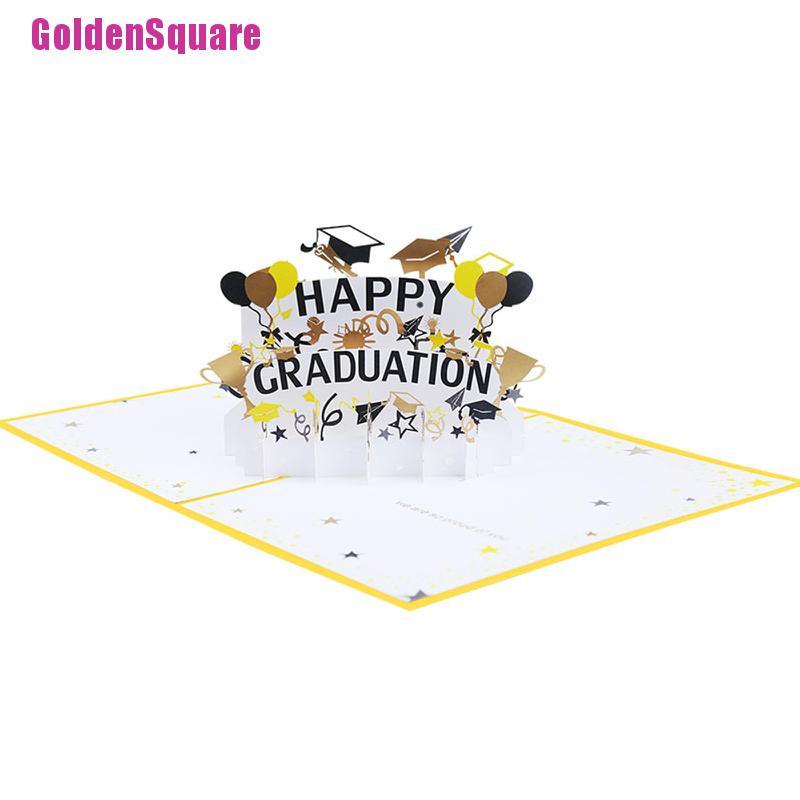 [Golden] 3D Pop Up Greeting Card Graduation Season 3D Blessing Card Happy Graduation 3D