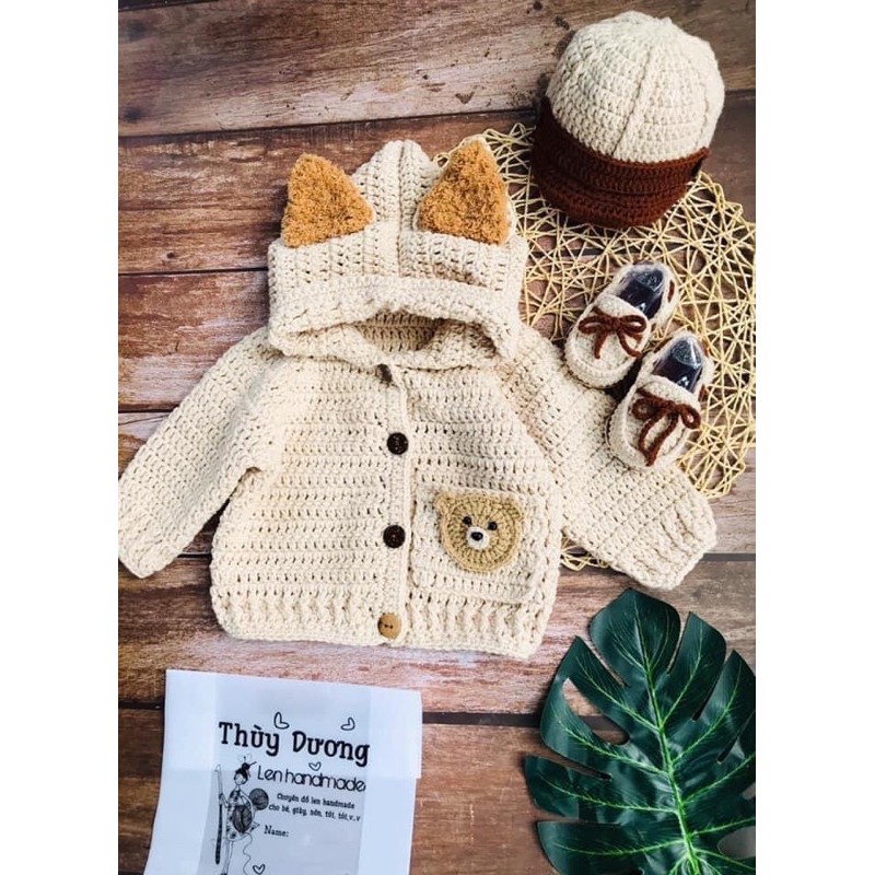 Áo len móc tay cho bé