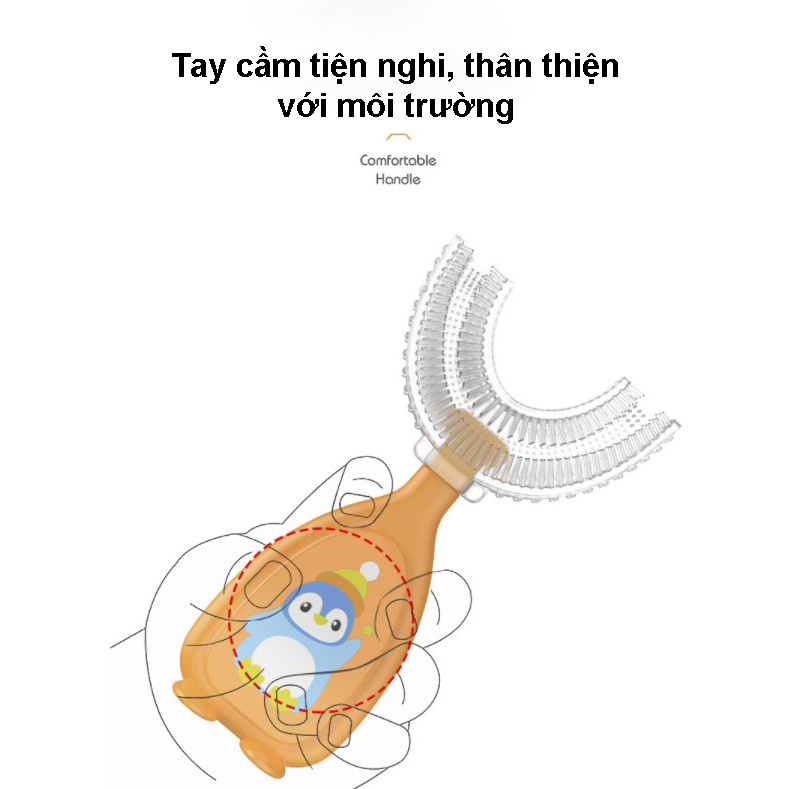 Bàn chải đánh răng cho bé - bàn chải đánh răng chữ u hàng cao cấp hình chim cánh cụt - Meebaby