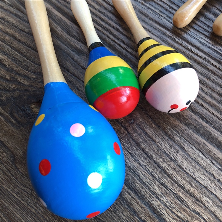 Lục Lạc Gỗ Đầu Tròn Cho Bé Loại To Xúc Xắc Gỗ Nhiều Màu Sắc Dễ Thương An Toàn LL16