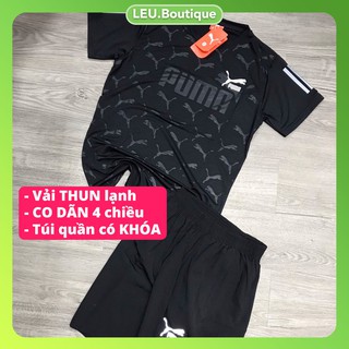 [ FREESHIP ] Bộ quần áo thể thao nam mùa hè, dập vân logo PM, vải co dãn, thoáng mát, hàng đẹp
