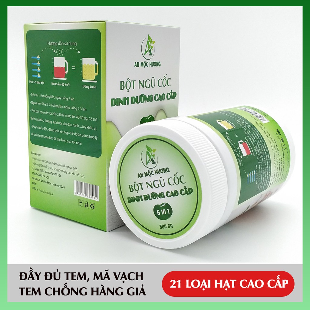 BỘT NGŨ CỐC TĂNG CÂN CAO CẤP 5IN1 AN MỘC HƯƠNG (500G) | 21 LOẠI HẠT DINH DƯỠNG TỰ NHIÊN