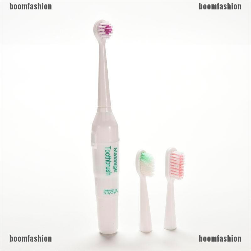 [BOOM] New Electric Vibrate touch cleaner Massage Massager Toothbrush w/ 3 Brush Head [Fashion]