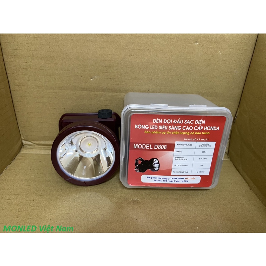 Đèn pin đội đầu siêu chịu nước, bao test sáng 14h liên tục