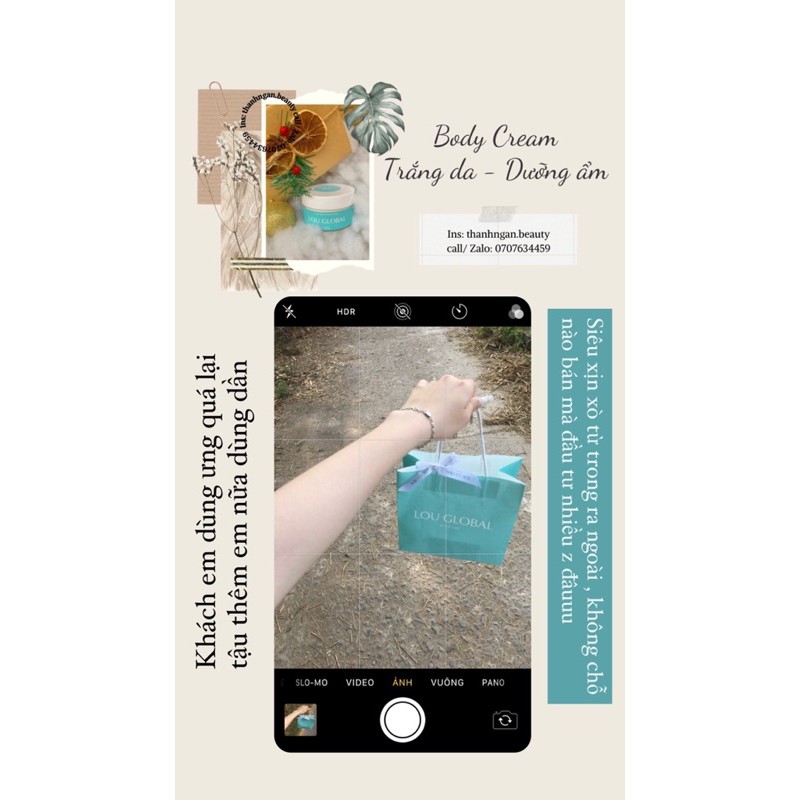 [FULLBOX] BodyCream Lou Global - KEM DƯỠNG TRẮNG DA BODY LOU GLOBAL [kèm thiệp, túi giấy và hộp] | BigBuy360 - bigbuy360.vn
