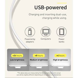 Đèn LED đọc sách Baseus sạc USB gắn tường bàn CẢM ỨNG CHẠM có thể ĐIỀU CHỈNH ĐỘ SÁNG
