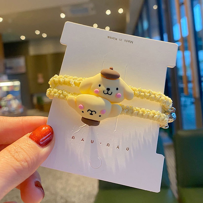 Bộ 2 Dây Buộc Tóc Cao Su Có Nam Châm Hình Gấu / Thỏ Dễ Thương Cho Bé Gái