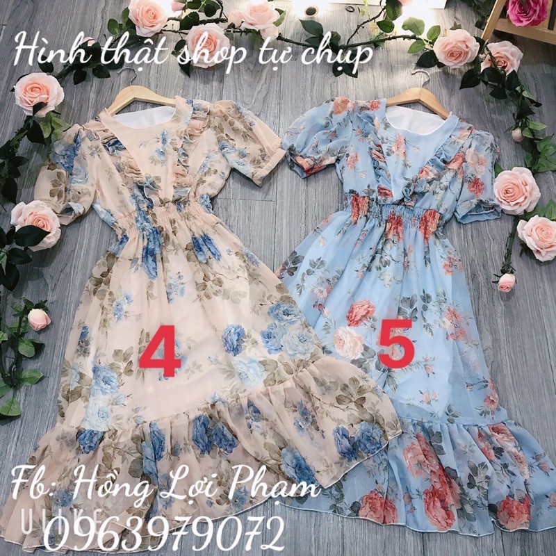 Đầm hoa nhí tay phồng bèo cánh tiên (hình thật+video) | BigBuy360 - bigbuy360.vn