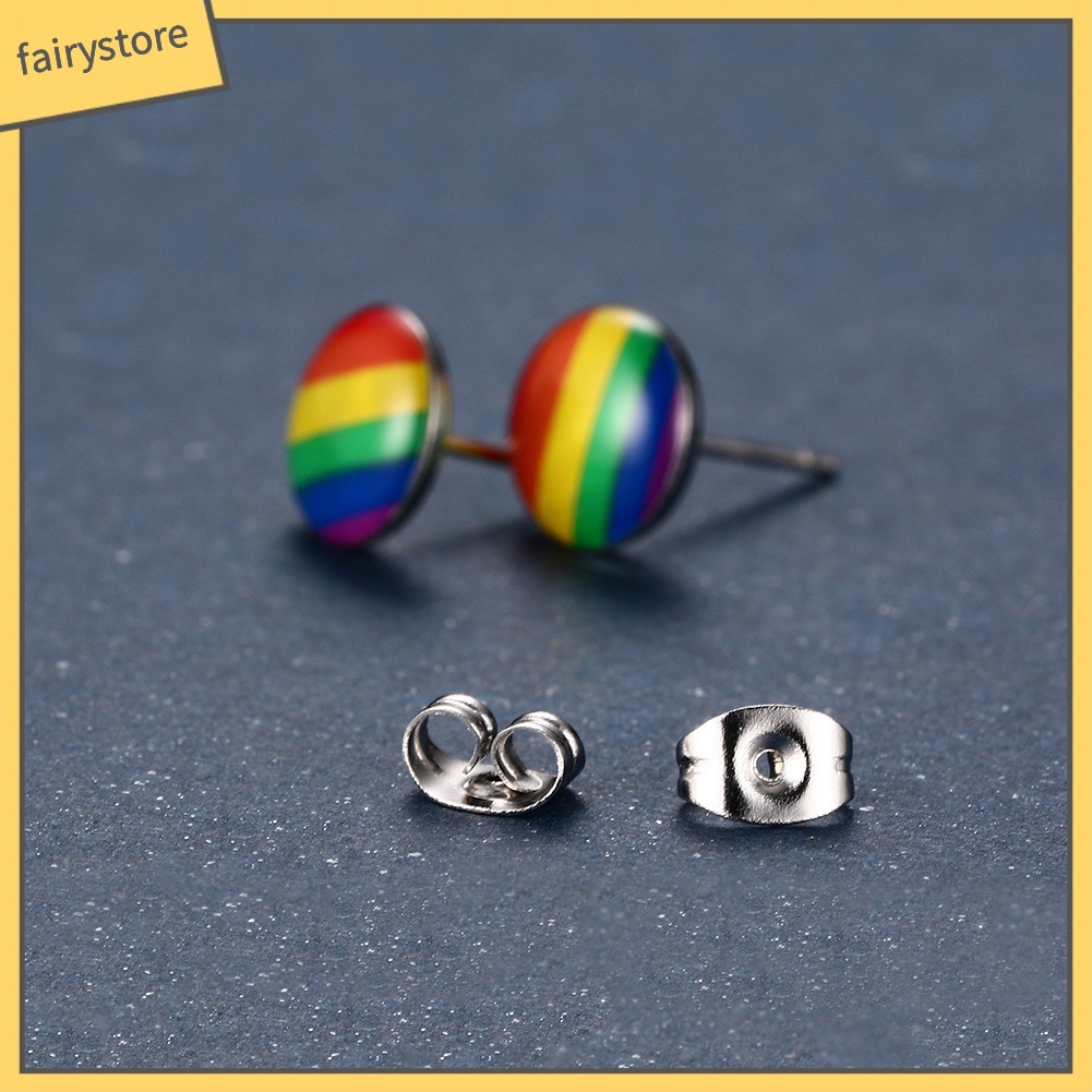 Khuyên Tai Tròn Màu Sắc Cầu Vồng Thời Trang Thanh Lịch Dành Cho Nữ