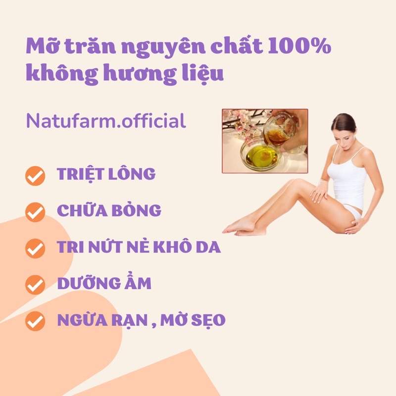 Mỡ trăn nguyên chất 100% giúp triệt lông, dưỡng ẩm, giảm nứt nẻ khô da...đa công dụng