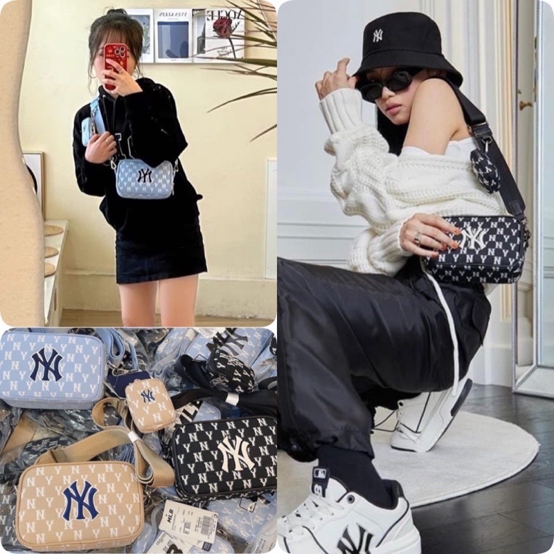 Túi đeo chéo MLB vải monogram size 18