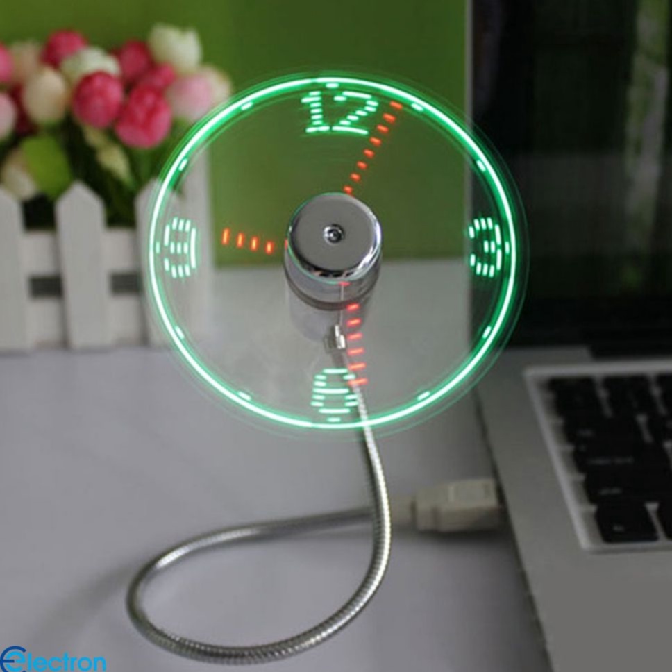 Quạt Đồng Hồ Đèn Led Chạy Thời Gian Thực Cổng USB -kimoanh001