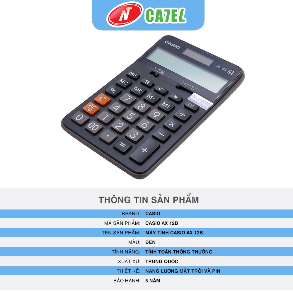 Máy tính CASIO AX 12B chính hãng bảo hành 5 năm NT CATEL