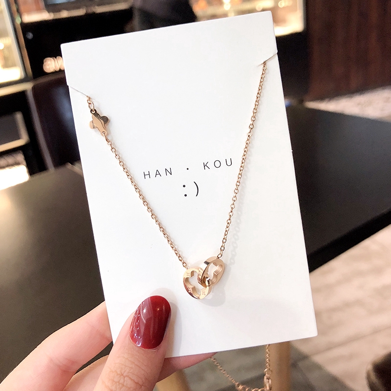 Vòng cổ bằng thép titan màu vàng hồng thời trang cho nữ | BigBuy360 - bigbuy360.vn