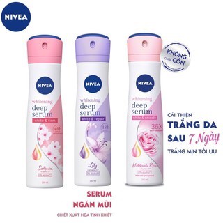 Xịt ngăn mùi Nivea serum trắng mịn hương hoa Sakura - hương lily 150ml