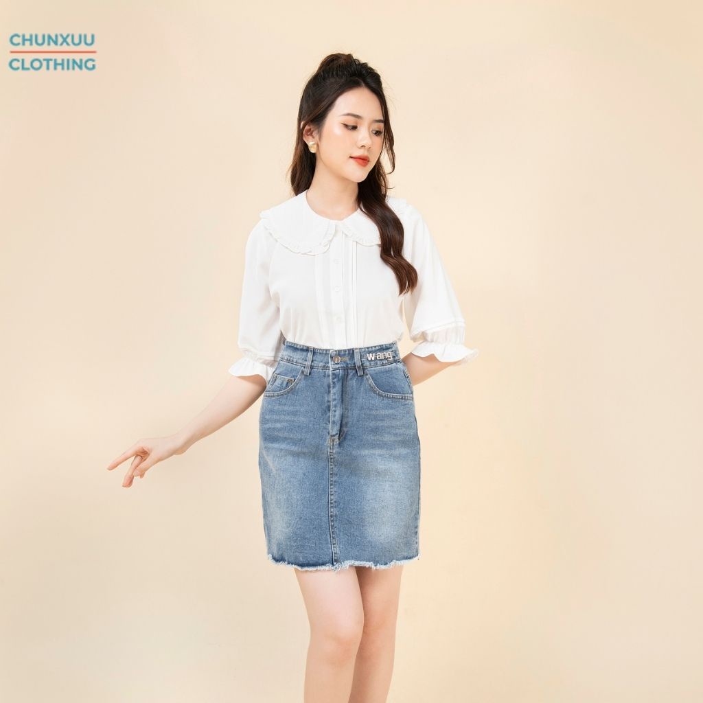Áo sơ mi nữ trắng cổ bèo thiết kế Chunxuu phong cách nhẹ nhàng tiểu thư - XU10
