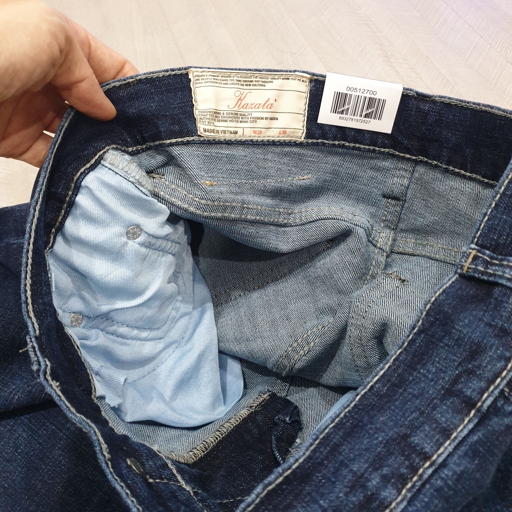 Quần Jean Nam Cao Cấp Xanh Đậm VNXK KAZATA Co Giãn Quần Bò Nam Vải Không Phai