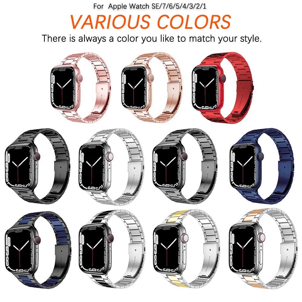 Ninki  Dây Đeo Inox Mỏng Nâng Cấp Cho iWatch 8/7/SE/6/5/4/3/2/1 41mm 45mm 38mm 40mm 42mm 44mm