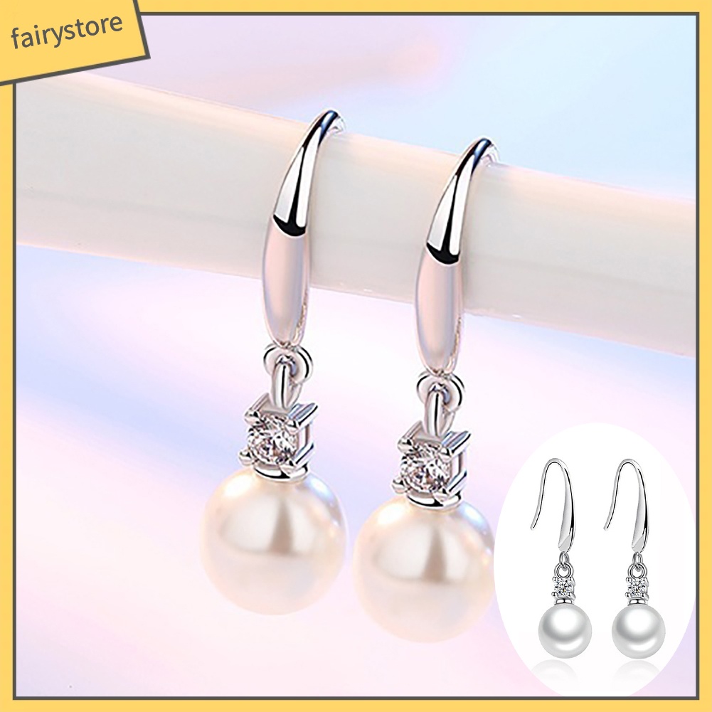 Khuyên Tai Dạng Móc Đính Ngọc Trai Nhân Tạo Kiểu Dáng Thời Trang