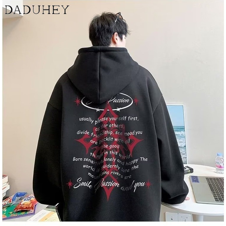 DaDuHey Men's Chic Fashionable Printed Autumn Top Autumn Korean Style New round Neck Loose Sweater