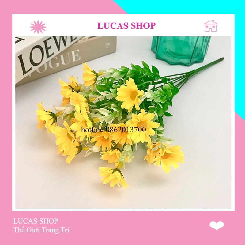 Hoa Giả - Cụm Hoa Cúc Dại 40cm Trang Trí Nhà Cửa, Cửa Tiệm Tinh Tế, Thanh Lịch
