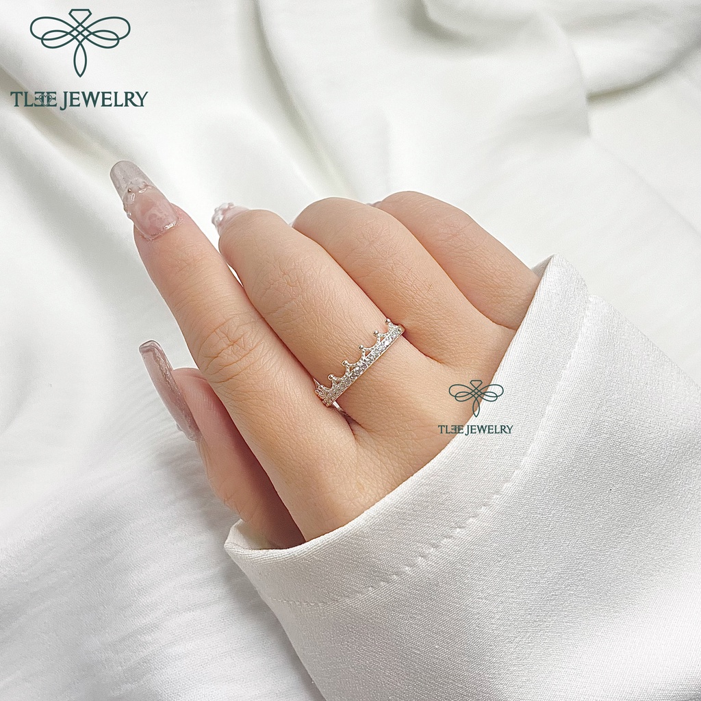 Nhẫn bạc nữ TLEE king vương miện nạm đá cao cấp TleeJewelry A0100