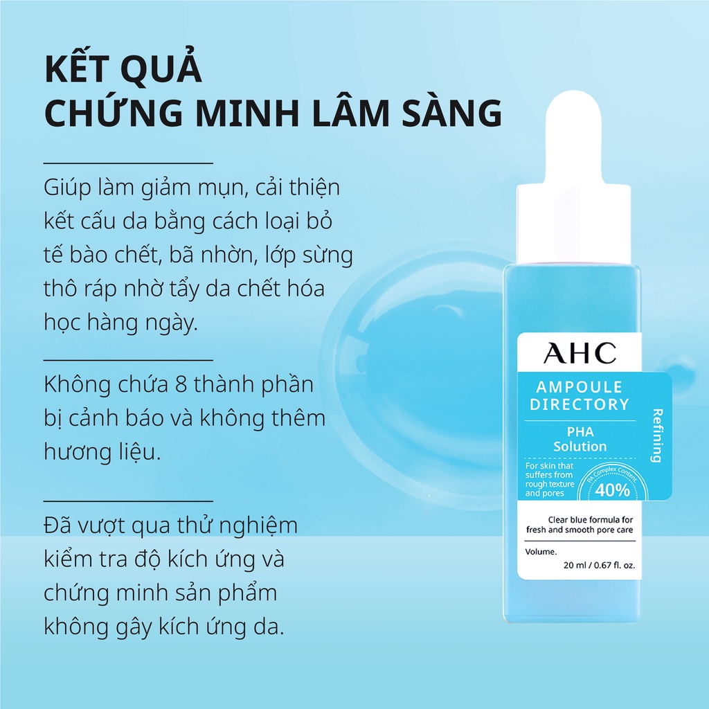 Tinh Chất Cô Đặc Tẩy Tế Bào Chết &amp; Thu Nhỏ Lỗ Chân Lông AHC Ampoule Directory Pha Solution 20ml