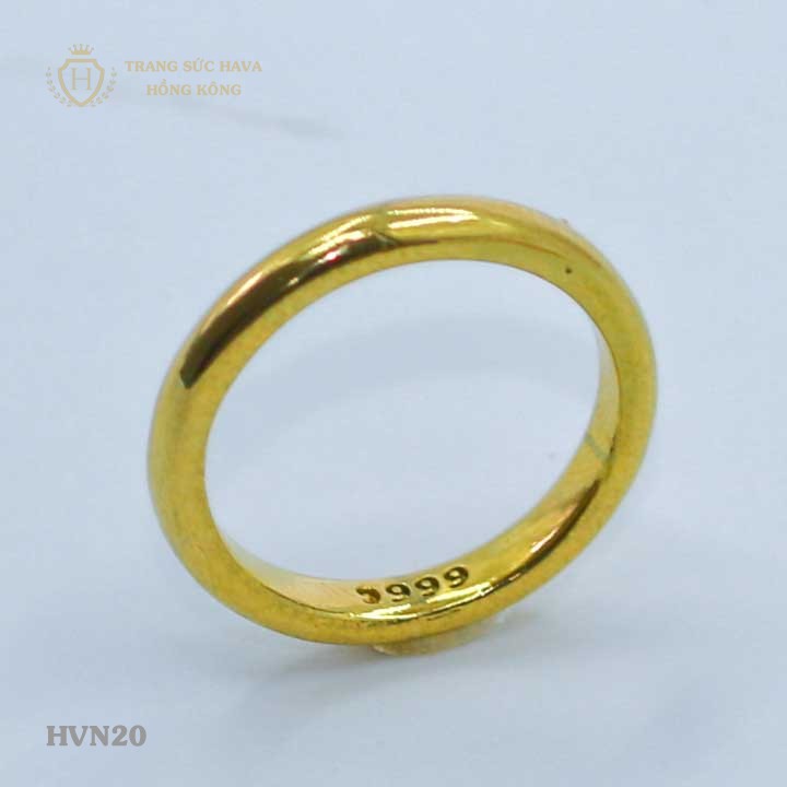 Nhẫn Nữ Nam Cưới Cổ Điển Khắc Số 9999 Xi Mạ Vàng Non Cao Cấp - Trang Sức Hava Hong Kong - HVN20