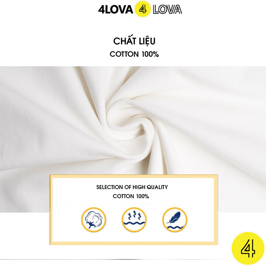 Bộ quần áo thun cộc tay cho bé gái 4LOVA chất liệu cotton thoáng mát phối chữ cá tính mùa hè chính hãng từ 8 – 40kg