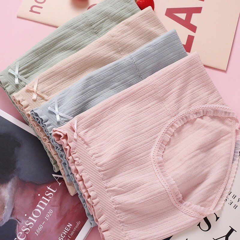Quần lót nữ tăm gân Cotton phối ren nơ chất liệu dệt kim co dãn 4 chiều Mềm Mại PINKBOUTIQUE 88