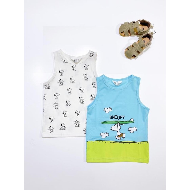 set áo ba lỗ Bt bé trai Snoopy H.m