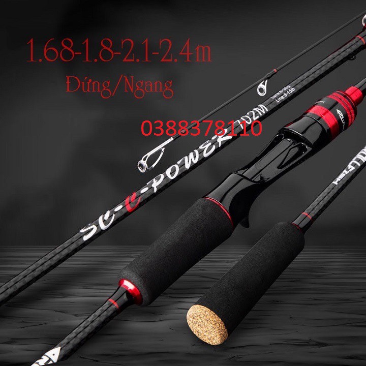 Cần Câu Lure 2 Khúc Máy Ngang Và Máy Đứng Carbon RollFish Đầu Bu Chống Xoắn - CL2K 7