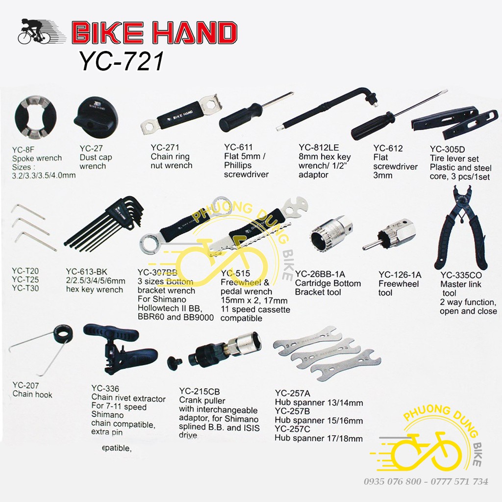 Bộ dụng cụ sửa chữa xe đạp BIKE HAND YC-721 - 22 Món