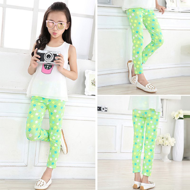 Quần Legging Co Dãn In Hoa Cho Bé Gái 2-14 Tuổi