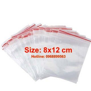 Túi zip, túi đựng đồ, túi zip chỉ đỏ size 8x12 cm , túi nilon zip, túi zipper