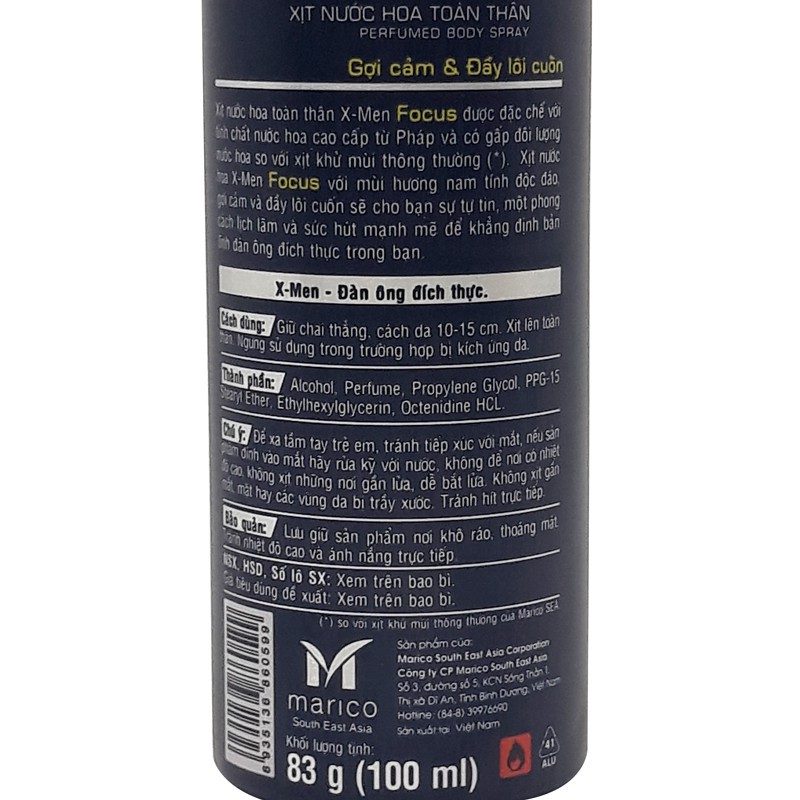 Xịt Nước Hoa Toàn Thân X-men Focus Gợi Cảm Đầy Lôi Cuốn 100ml | BigBuy360 - bigbuy360.vn